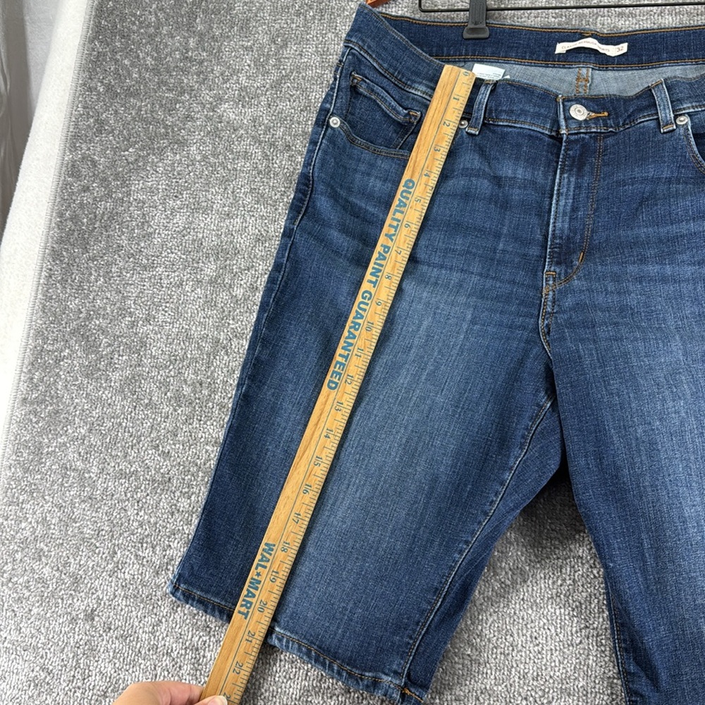 Levis Blue Jean Denim Shorts Classic Bermuda Womens Size 32 Mid Rise - Picture 3 of 10